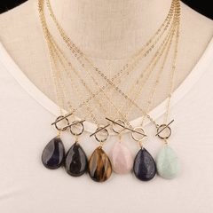 Collier Goutte en Pierres Naturelles | Lithothérapie Stéphanie