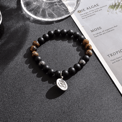 Collier Mala en Oeil de Tigre, Hématite et Onyx Noir + Bracelet Offert
