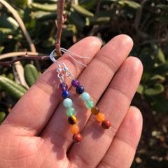 Boucles d'Oreilles Perles 7 Chakras | Lithothérapie Stéphanie