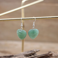Boucles d'Oreilles Coeur en Aventurine