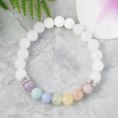 Bracelet 7 Chakras en Jade Blanc | Lithothérapie Stéphanie