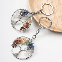 Porte-Clés Arbre de Vie 7 Chakras | Lithothérapie Stéphanie