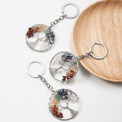 Porte-Clés Arbre de Vie et Chakras | Lithothérapie Stéphanie