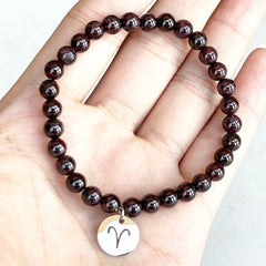 Bracelet Zodiaque en Grenat Rouge | Lithothérapie Stéphanie