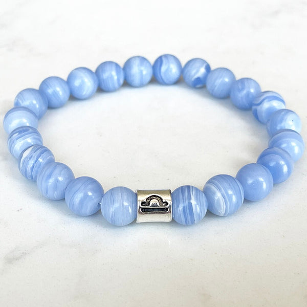 Bracelet Zodiaque en Agate Blue Lace