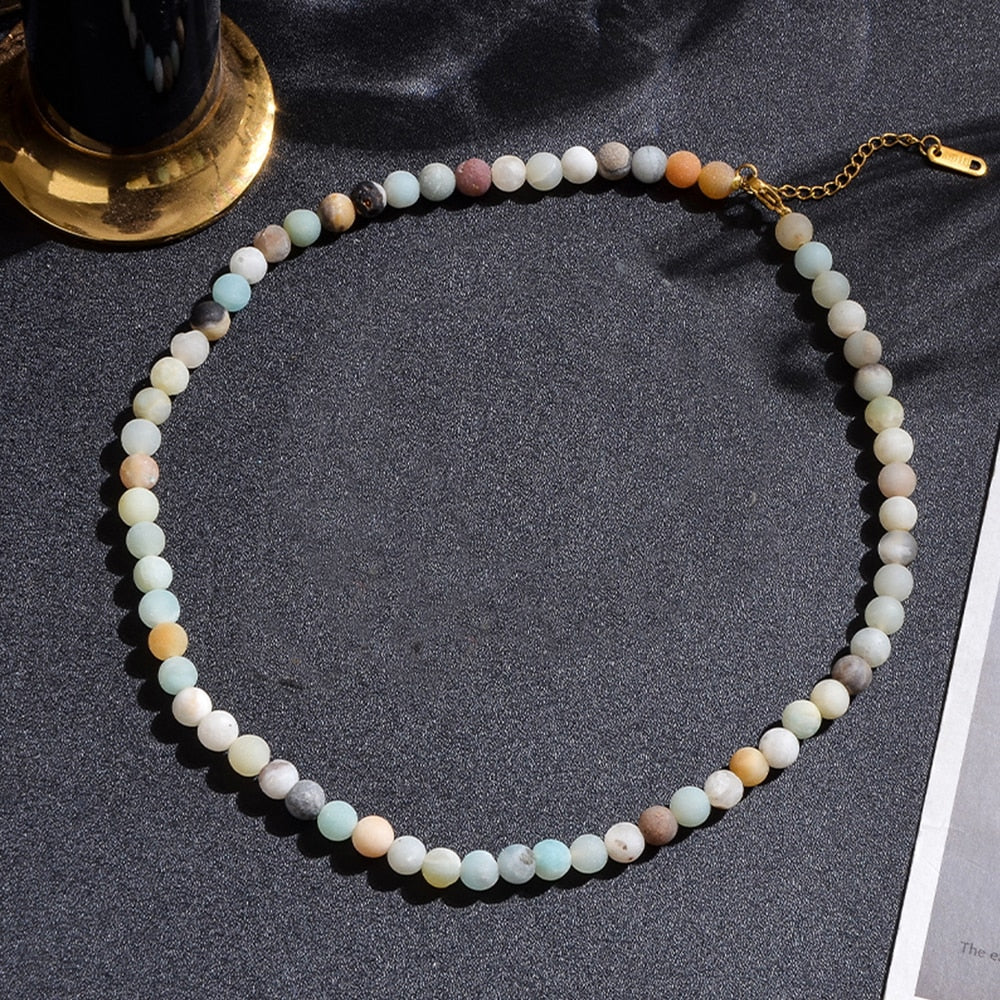 Collier Ras du Cou en Amazonite | Lithothérapie Stéphanie