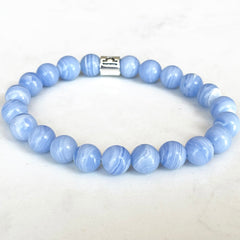 Bracelet Zodiaque en Agate Dentelle Bleue | Lithothérapie Stéphanie