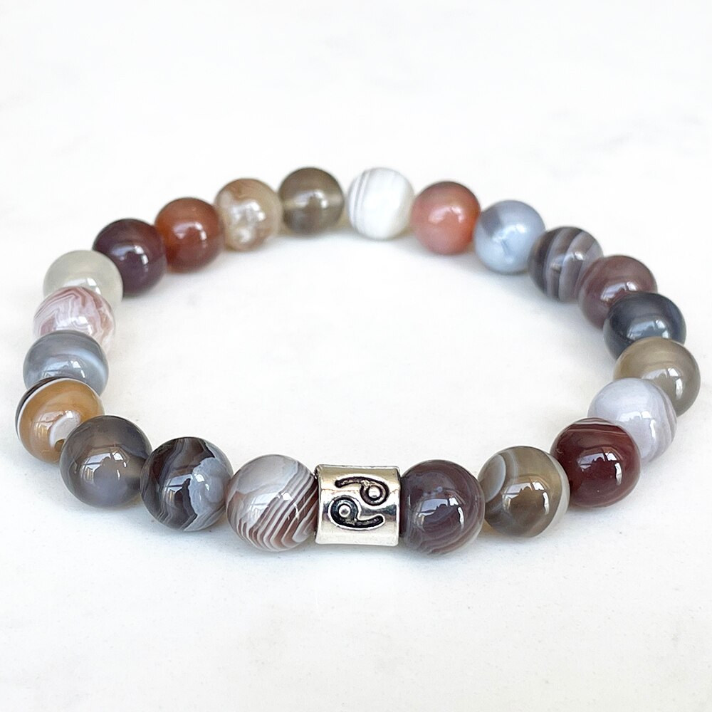 Bracelet Zodiaque en Agate Botswana | Lithothérapie Stéphanie