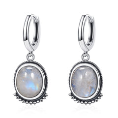 Boucles d'Oreilles en Pierre de Lune et Argent 925