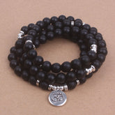 Bracelet Mala en Onyx Noir Mat | Lithothérapie Stéphanie