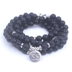 Bracelet Mala Tibétain en Onyx Noir Mat | Lithothérapie Stéphanie