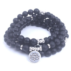 Bracelet Mala 108 Perles en Onyx Noir Mat | Lithothérapie Stéphanie