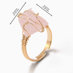 Bague Quartz Rose Dorée (Ajustable)