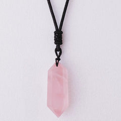 Pendentif Pointe de Cristal Quartz Rose