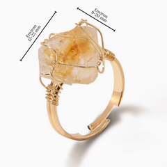 Bague Citrine Dorée (Ajustable)