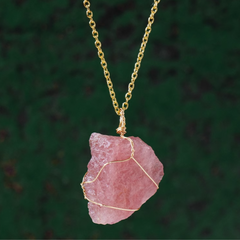 Collier Christalline en Quartz Fraise