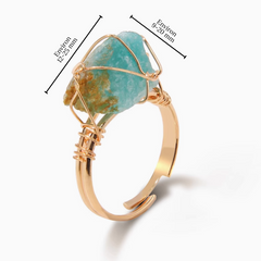 Bague Amazonite Dorée (Ajustable)