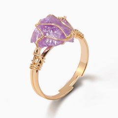 Bague Améthyste Dorée (Ajustable)