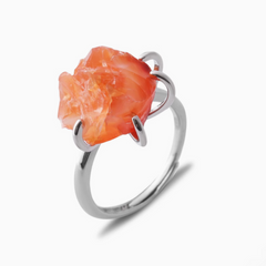 Bague Agate Rouge Argenté (Ajustable)