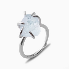 Bague Aigue Marine Argenté (Ajustable)