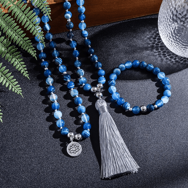 Mala en Agate Bleue | Lithothérapie Stéphanie