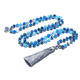 Collier Mala en Agate Bleue + Bracelet Offert