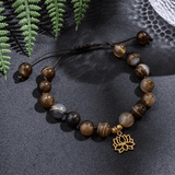 Collier Mala en Agate Botswana + Bracelet Offert