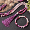 Collier Mala en Agate Rose et Quartz Rose | Lithothérapie Stéphanie