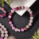 Collier Mala en Agate et Quartz Rose + Bracelet Offert