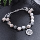 Collier Mala en Jaspe Zèbre Rose + Bracelet Offert