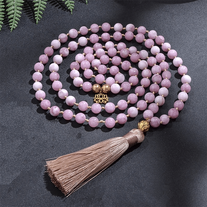 Collier Mala en Kunzite | Lithothérapie Stéphanie