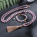 Collier Mala 108 Perles en Kunzite | Lithothérapie Stéphanie