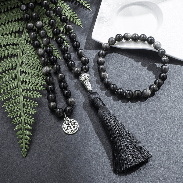 Mala en Obsidienne Argentée | Lithothérapie Stéphanie