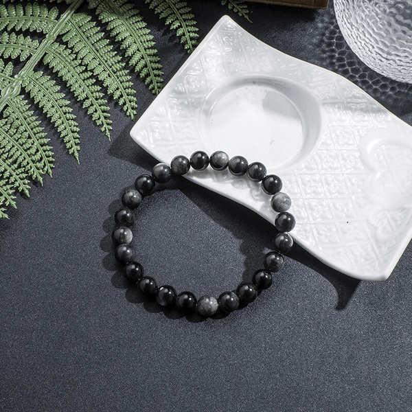 Collier Mala en Obsidienne Argentée + Bracelet Offert