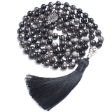 Collier Mala en Pierre Obsidienne Argentée | Lithothérapie Stéphanie