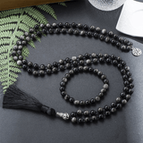 Collier Mala en Obsidienne Argentée | Lithothérapie Stéphanie