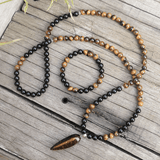 Collier Mala en Onyx et Oeil de Tigre | Lithothérapie Stéphanie