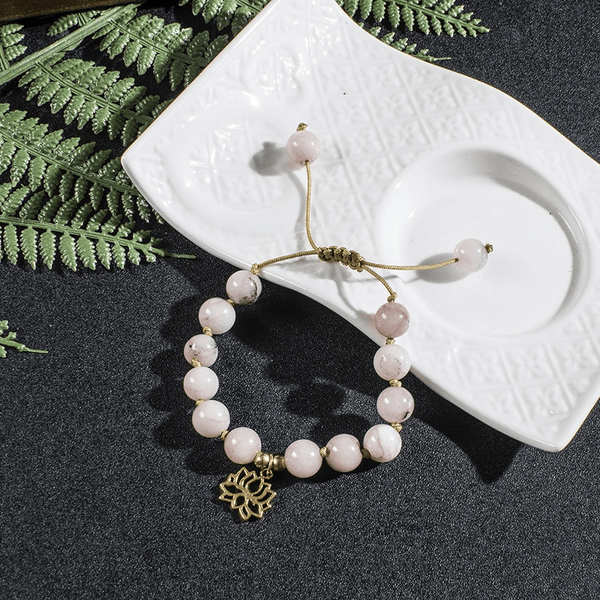 Collier Mala en Opale Rose + Bracelet Offert