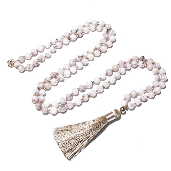 Collier Mala en Opale Rose + Bracelet Offert