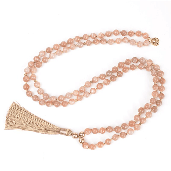 Collier Mala 108 Perles en Pierre de Soleil | Lithothérapie Stéphanie