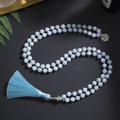 Collier Mala en Aigue Marine + Bracelet Offert