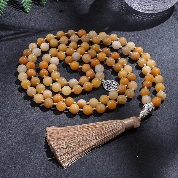 Collier Mala en Jade Jaune