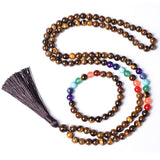 Collier Mala 7 Chakras en Oeil de Tigre + Bracelet Offert