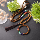 Collier Mala 7 Chakras en Oeil de Tigre + Bracelet Offert