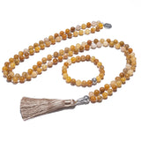 Collier Mala en Jade Jaune + Bracelet Offert