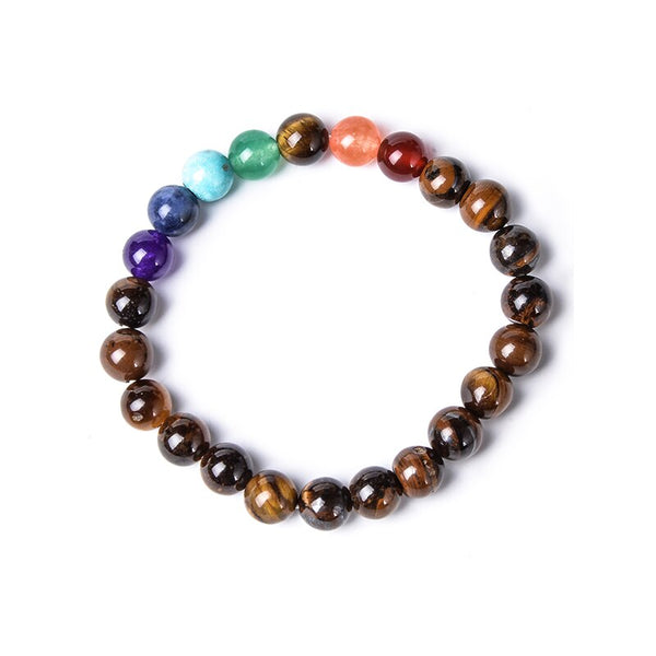 Collier Mala 7 Chakras en Oeil de Tigre + Bracelet Offert