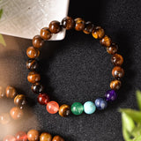 Collier Mala 7 Chakras en Oeil de Tigre + Bracelet Offert