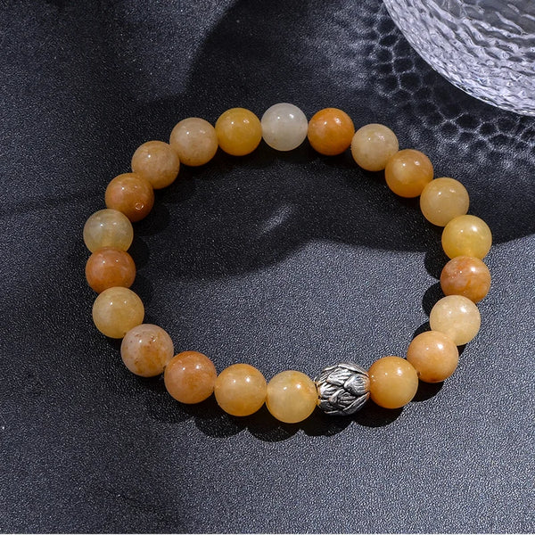 Collier Mala en Jade Jaune + Bracelet Offert