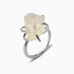 Bague Quartz Citron Argenté (Ajustable)