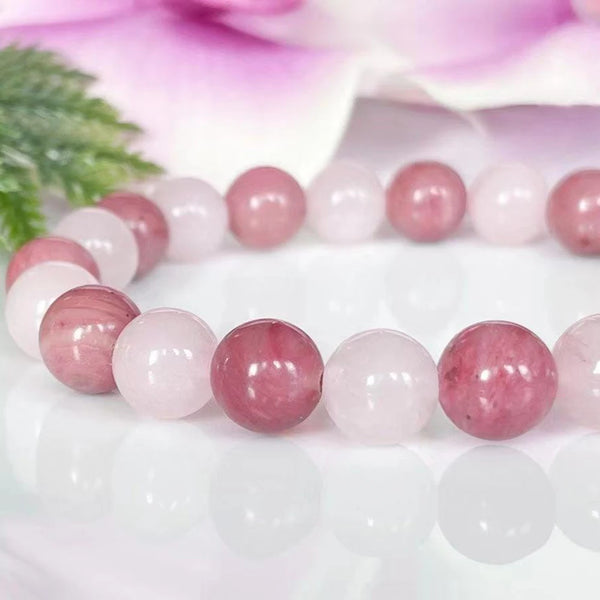 Bracelet en Quartz Rose et Rhodonite